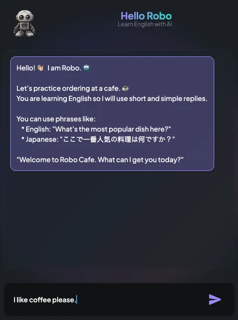 Hello Robo language-learning conversation view